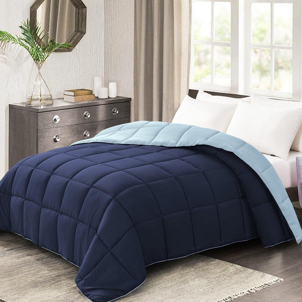 Twin Comforter Duvet Insert- Blue Down Alternative Bed Comforter Twin Size Li...