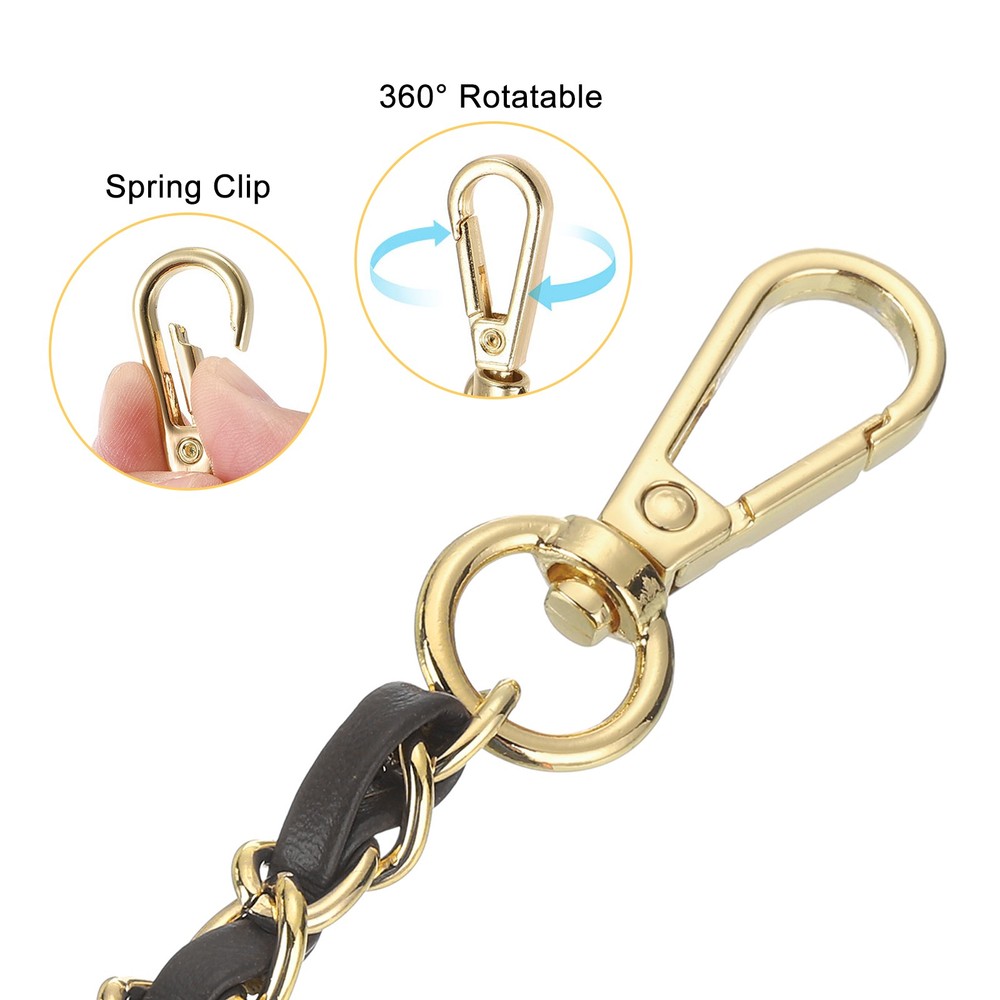 Purse Chain Strap, 55 Inch Adjustable Chains Strap Black/Light Gold