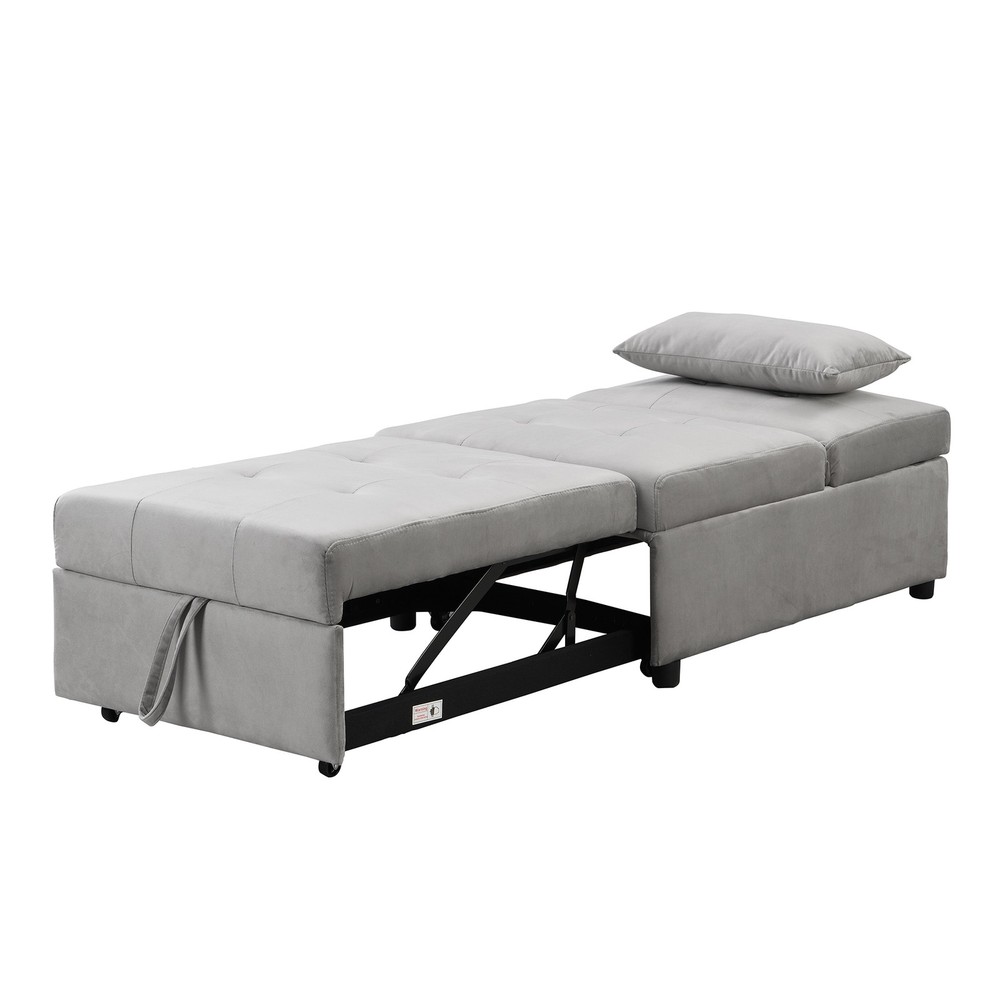Folding Ottoman Sofa Bed Gray|Grey