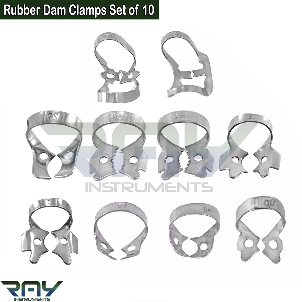 Endodontic Rubber Dam Kit Brinker Clamp Stoke Forceps Frame Dental Instruments