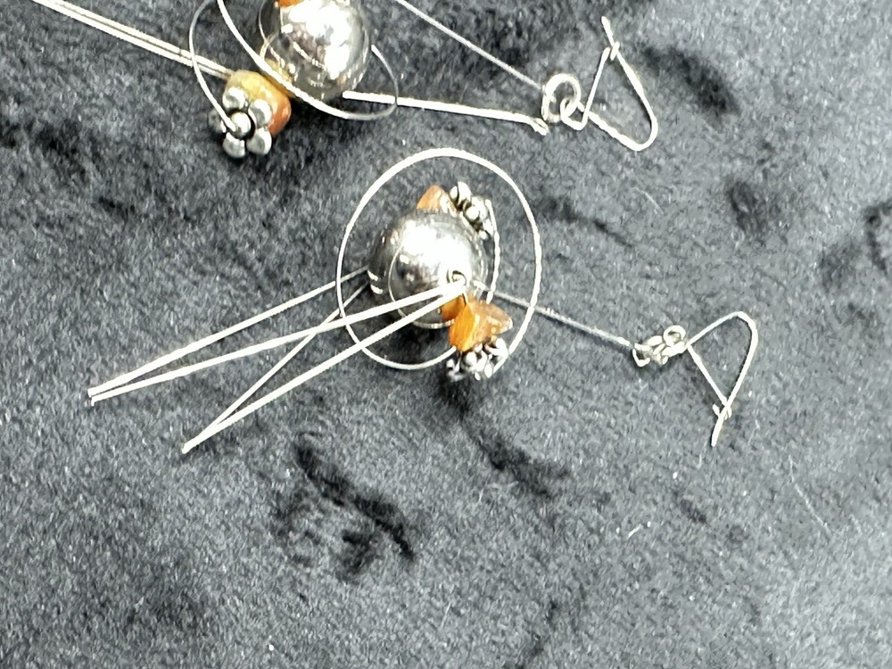 Modernist Asymmetrical Drop Beaded Earrings