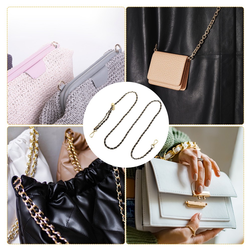 Purse Chain Strap, 55 Inch Adjustable Chains Strap Black/Light Gold