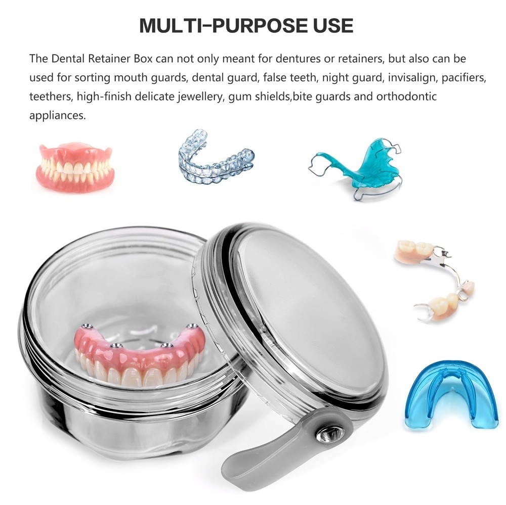 Leakproof Denture Case Soaking Cup False Teeth Transparent Black