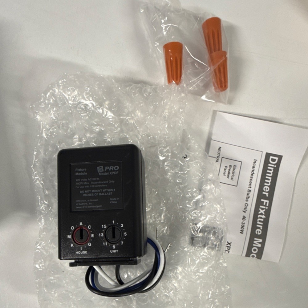 X10 Pro Inline Dimming Fixture Module XPDF, Dimming Dial Control, 120V AC, Black