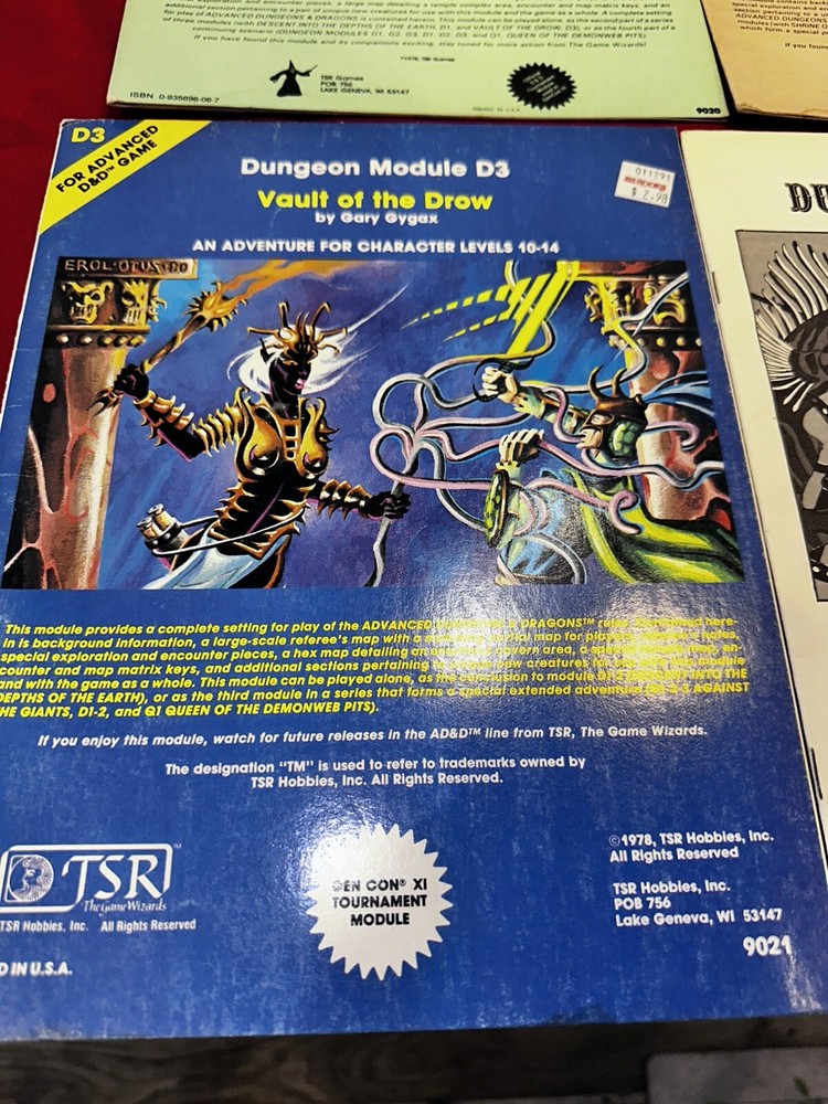 ADVANCED D&D DUNGEON MODULES TSR 1978