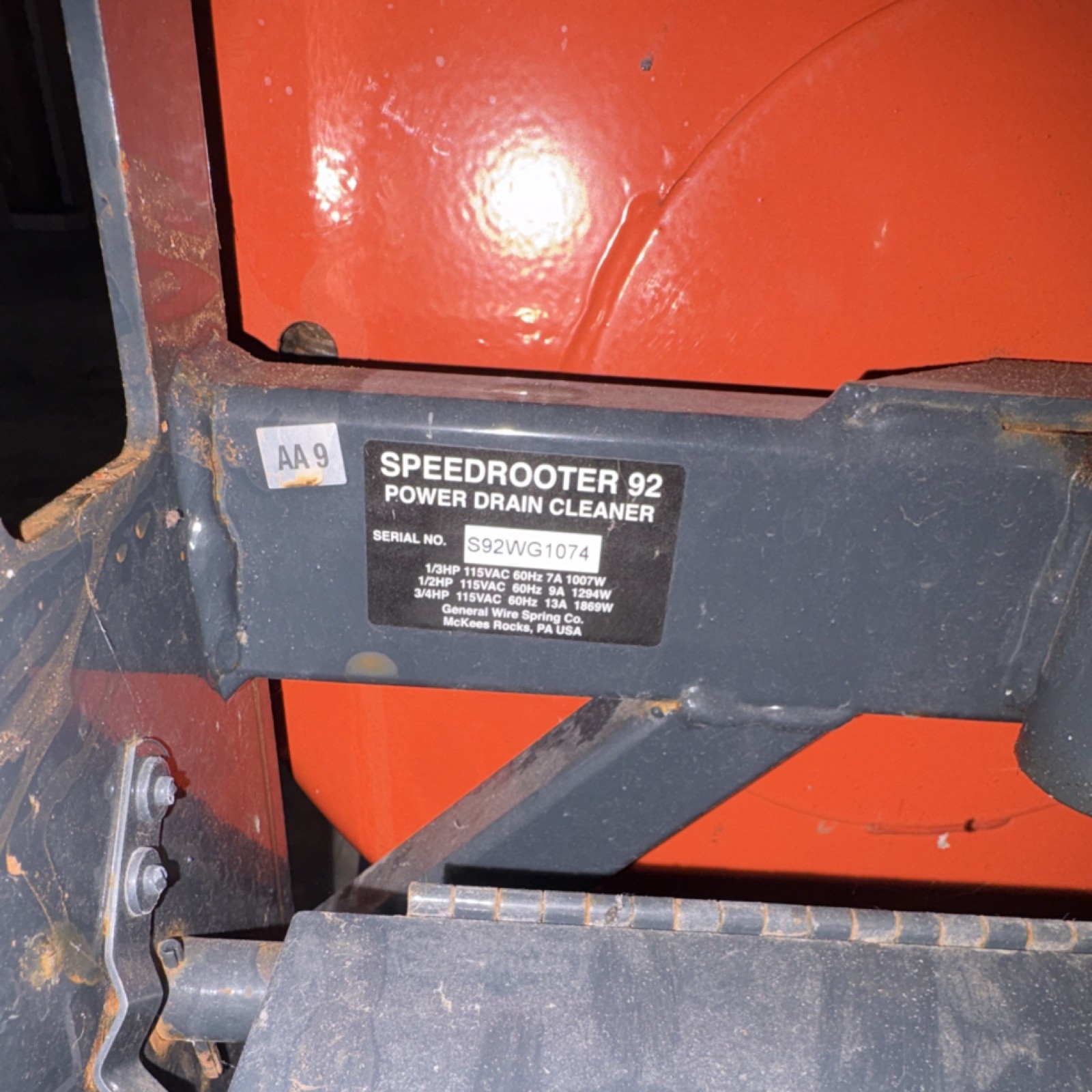 General Speedrooter 92 Power Drain Cleaner 1/2HP