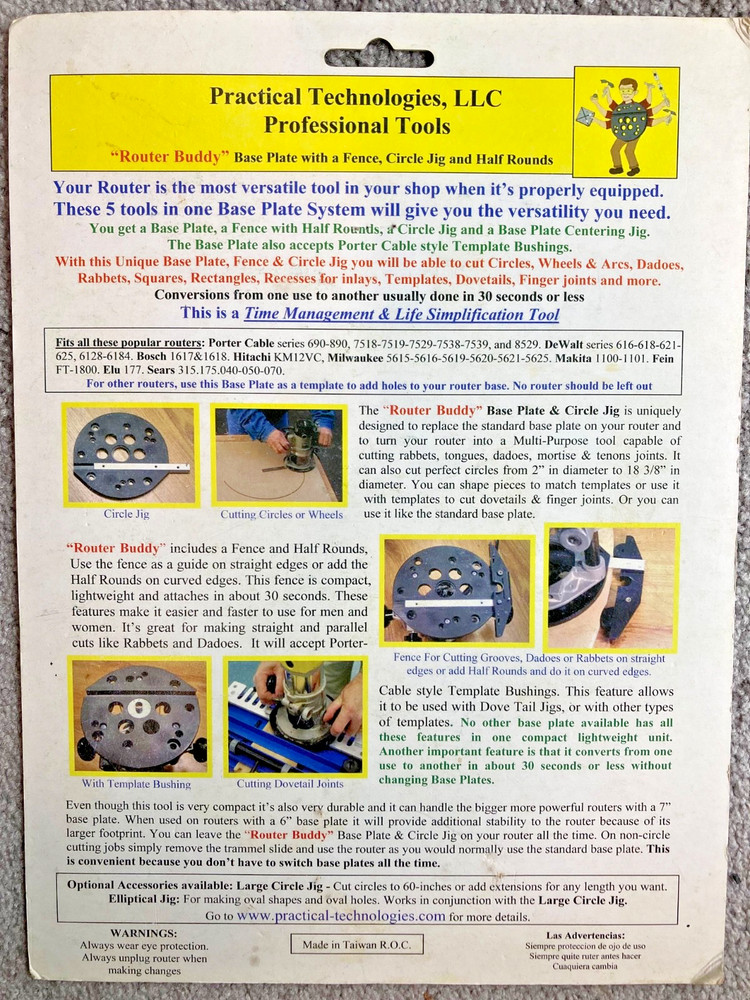 Router Buddy Circle Jig Tool by Practical Technology with instructions