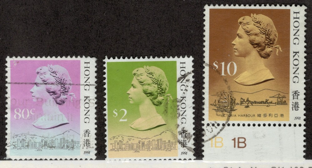 Hong Kong #495d, 500d, 502d used QEII
