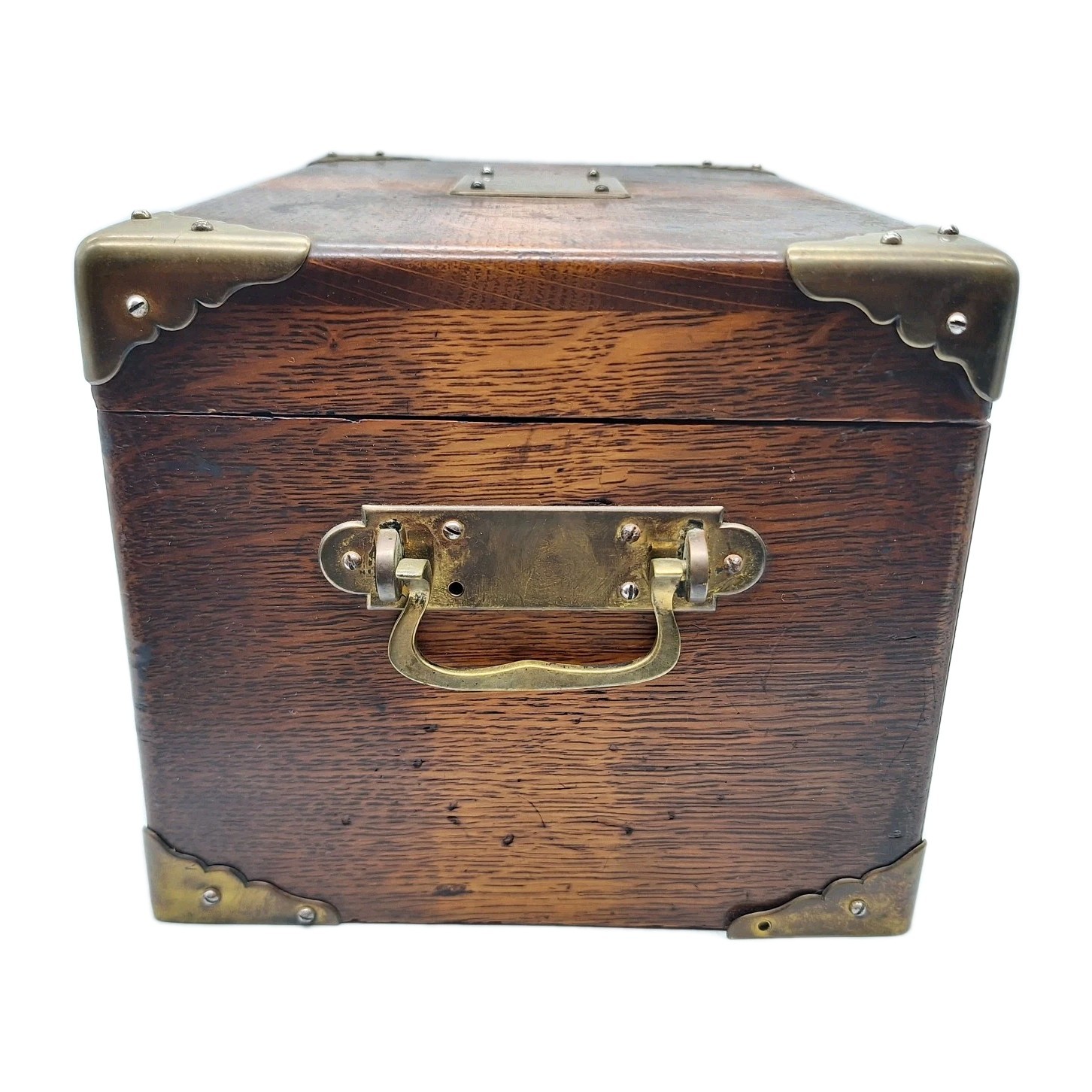 Antique Quarter Sawn Tiger Oak Silver / Flatware Chest Brass Handles Small