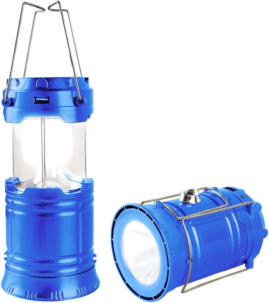 Solar Rechargeable LED Camping Lantern Flashlight with Collapsible Design