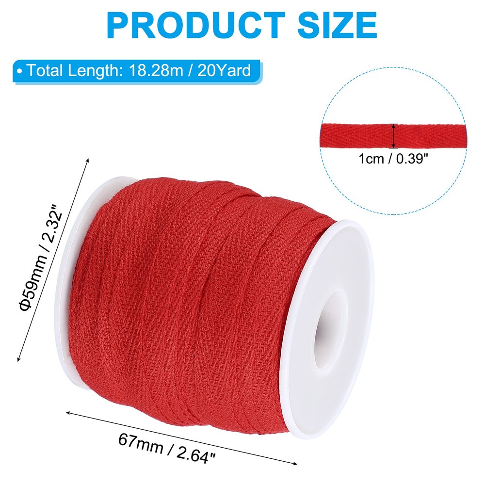 10mm x 66feet Inch Flat Drawstring Cord Drawstring Replacement, Red