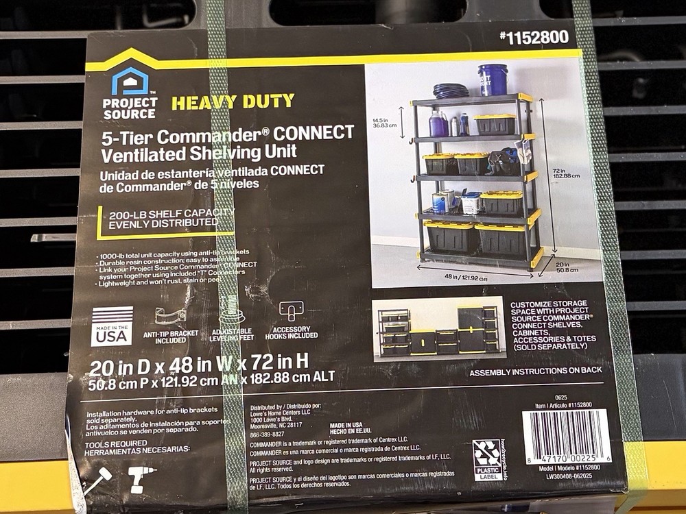 PROJECT SOURCE HEAVY DUTY 5-Tier Commander® CONNECT Ventilated Shelving Unit
