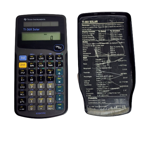 Texas Instruments TI-36X Solar calculator. With Slide Case & Reference Card