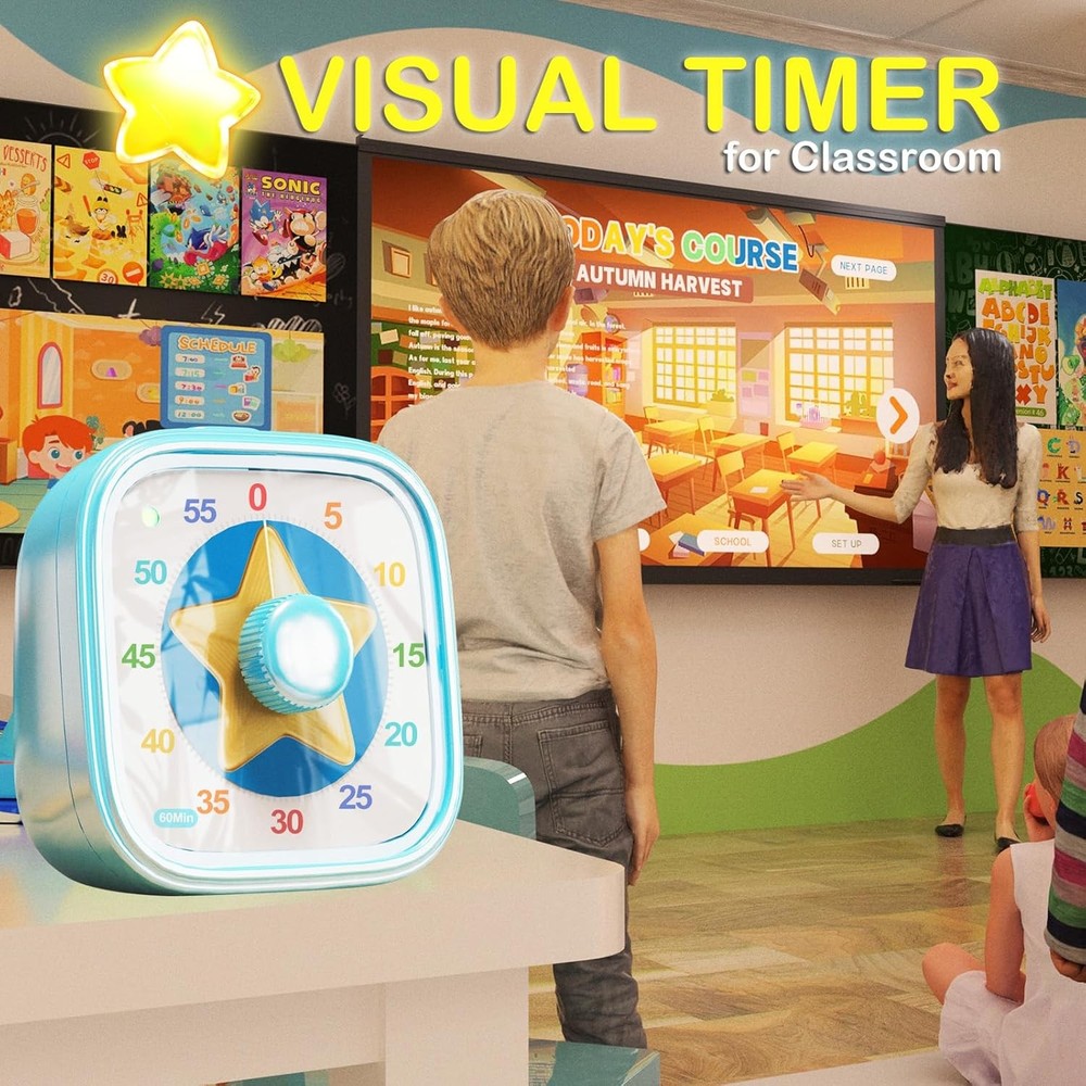 Visual Timer for Kids, 60 Minute Countdown Kitchen Timer for Cooking, Time Manag