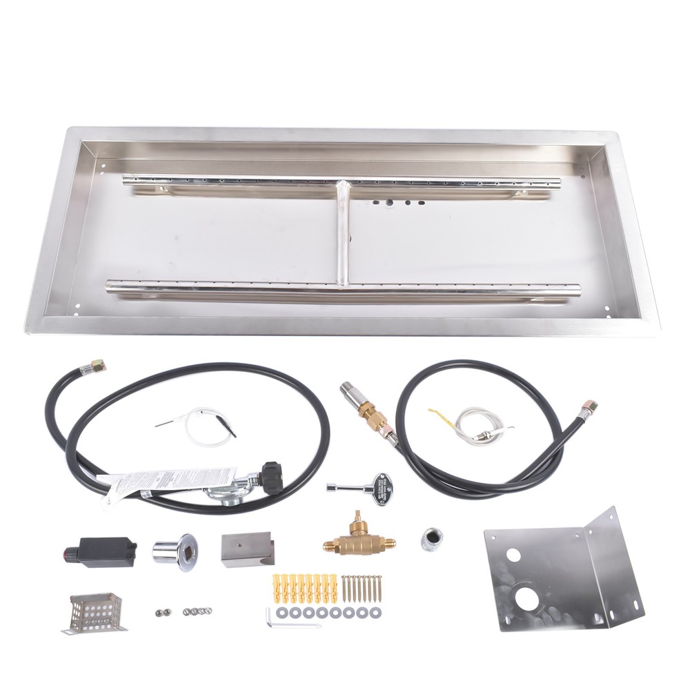 30x10-inch Fire Pit Pan Stainless Steel Fire Pit Burner Kit Rectangular