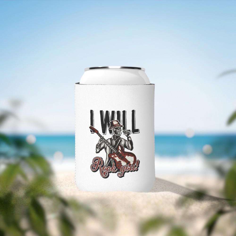 I Will Rock You - White Can Cooler Sleeve