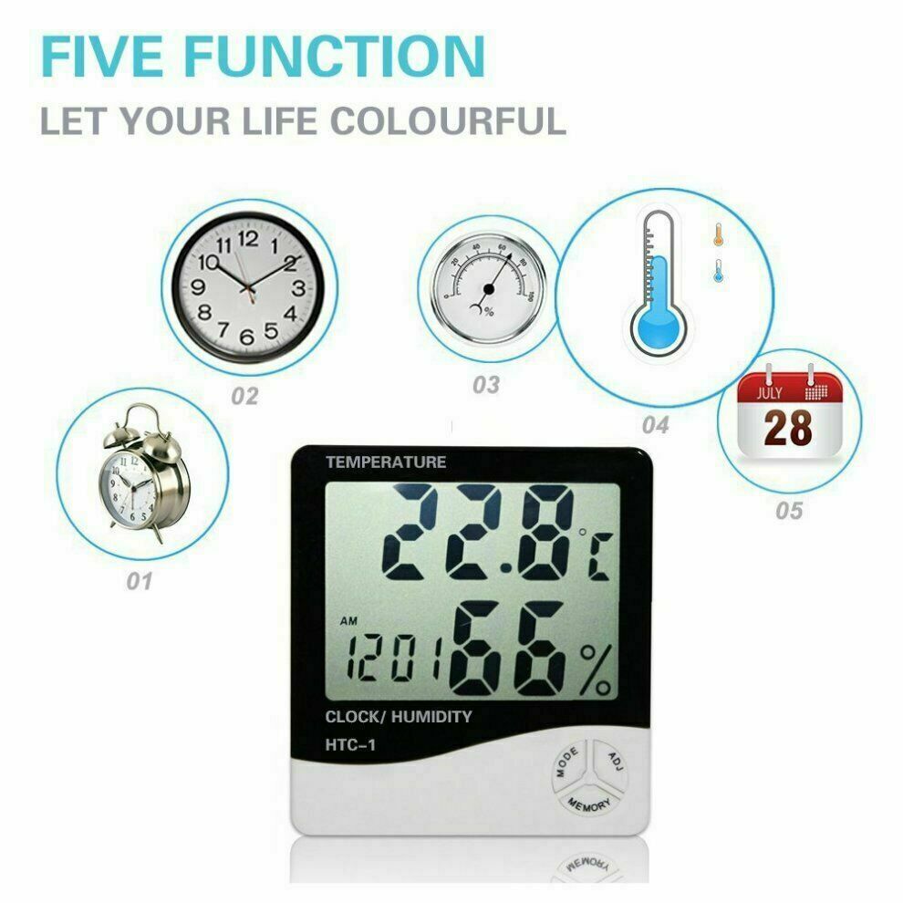Digital LCD Thermometer Hygrometer Room Indoor Temperature Clock Humidity Meter