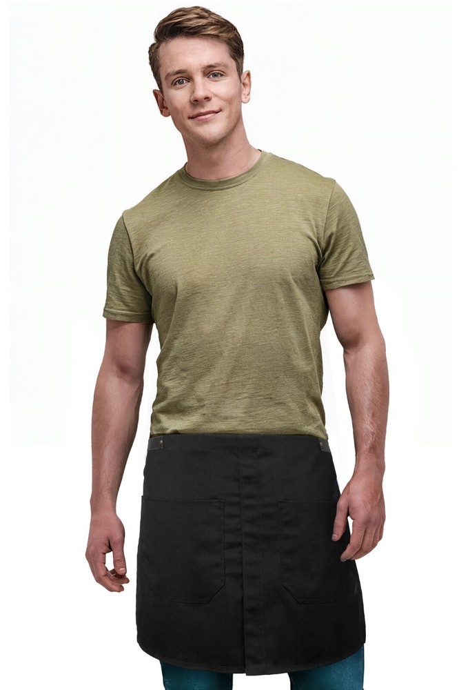Half Apron - Genuine Leather Straps & Loops - Split-Leg - Restaurant, Waitstaff