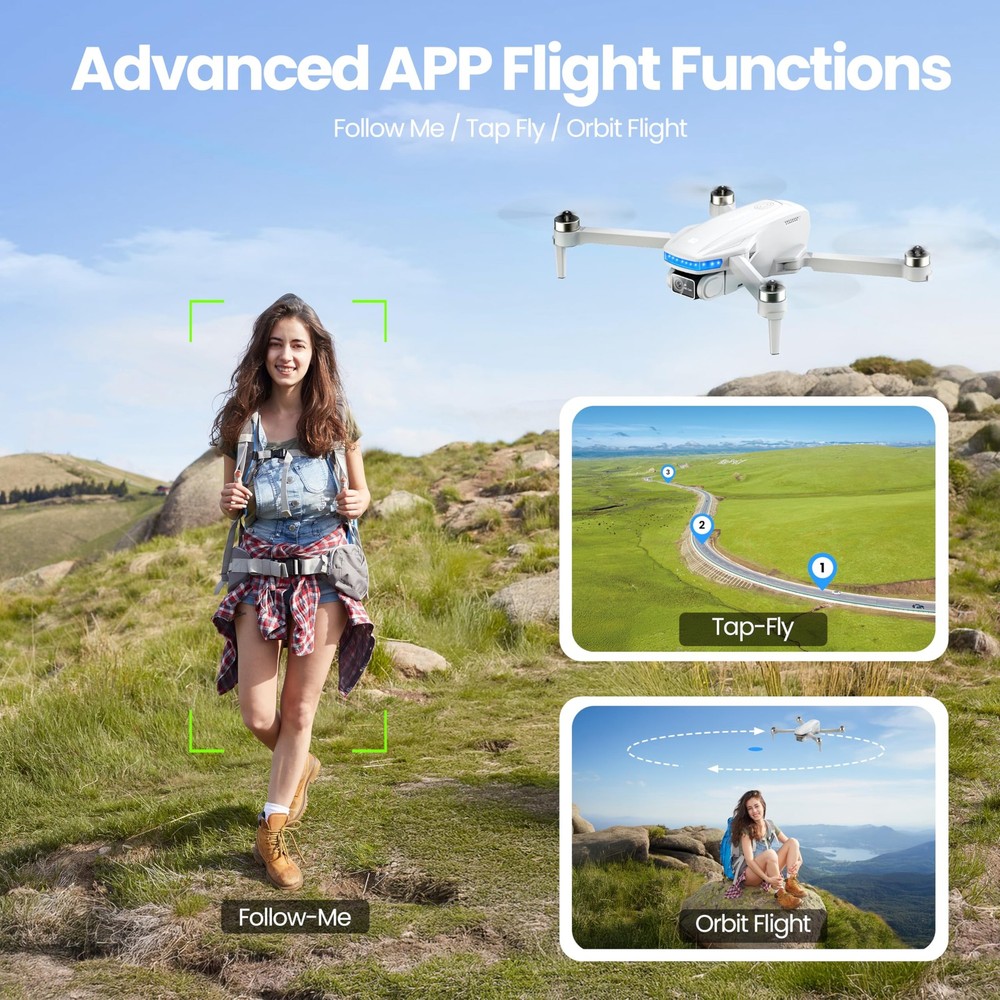 4K GPS Drone with Camera, FPV, Auto Return, 46 Min Flight, Foldable, 249g