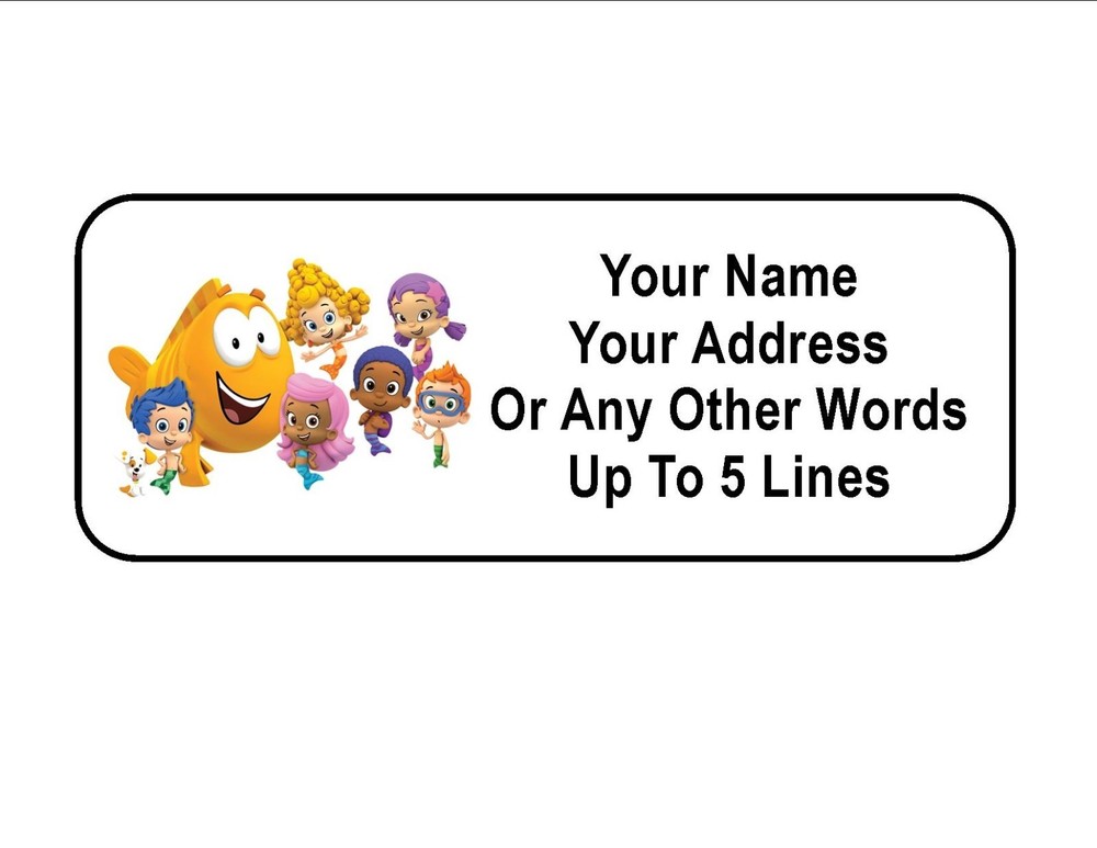 30 Bubble Guppies Personalized Address Labels