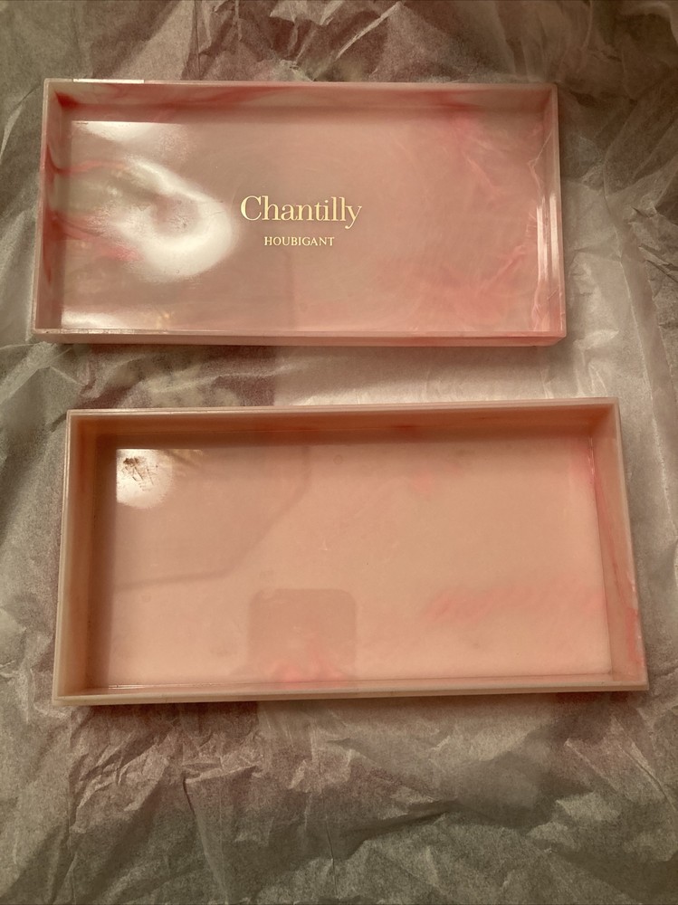 Vintage HOUBIGANT CHANTILLY Rectangle Empty Box PINK Marbled CONTAINER