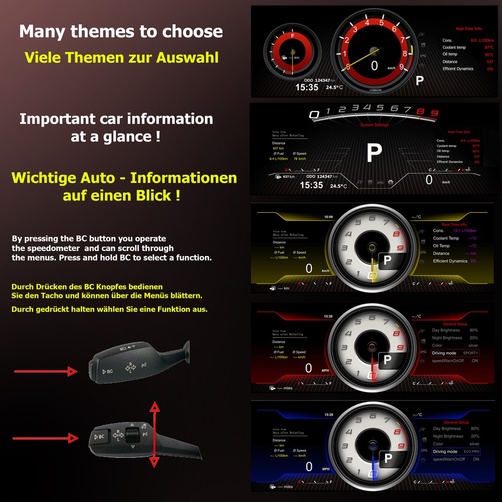 For BMW X6 E71 Digital Speedometer Instrument Cluster LED