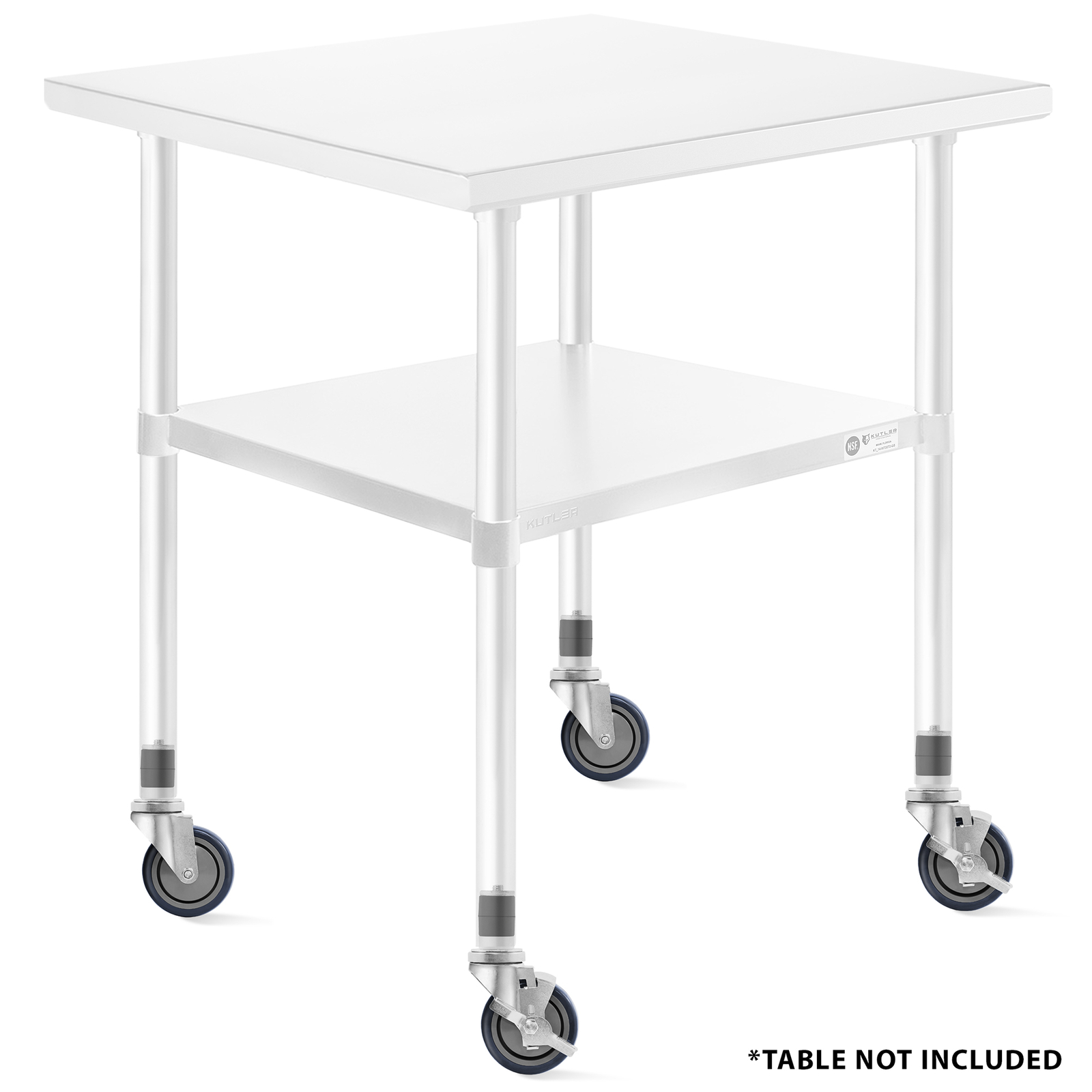 Set of 4 Commercial Caster Wheels, 2 with Brakes for Kitchen Prep & Work Tables