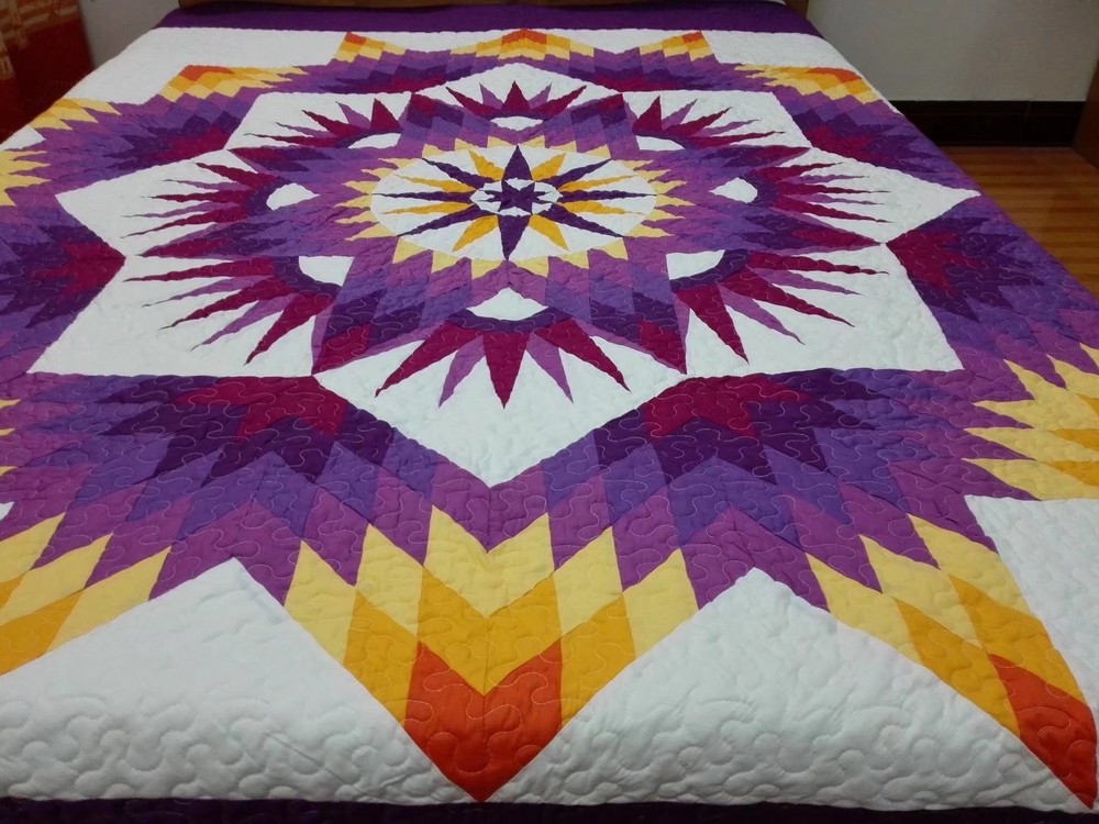 King size machine pieced and quilted Patchwork quilt#113