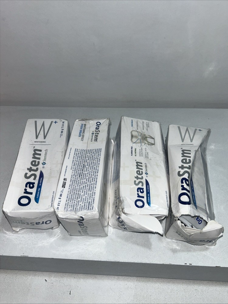 4 Sealed Orastem Fluoride Free Toothpaste 3.5 Oz, Damaged Packaging
