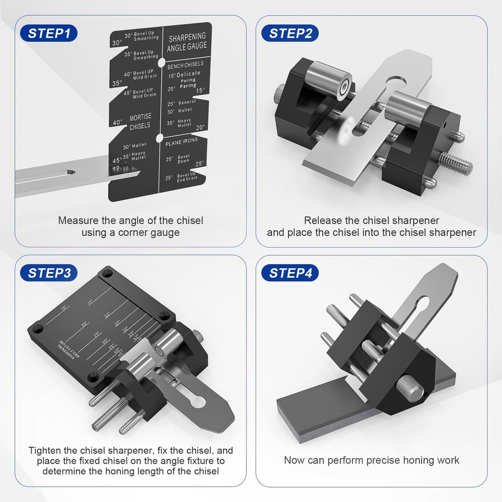 Precise Chisel Sharpening Jig Kit, Honing Guide System for Woodworking Chisels
