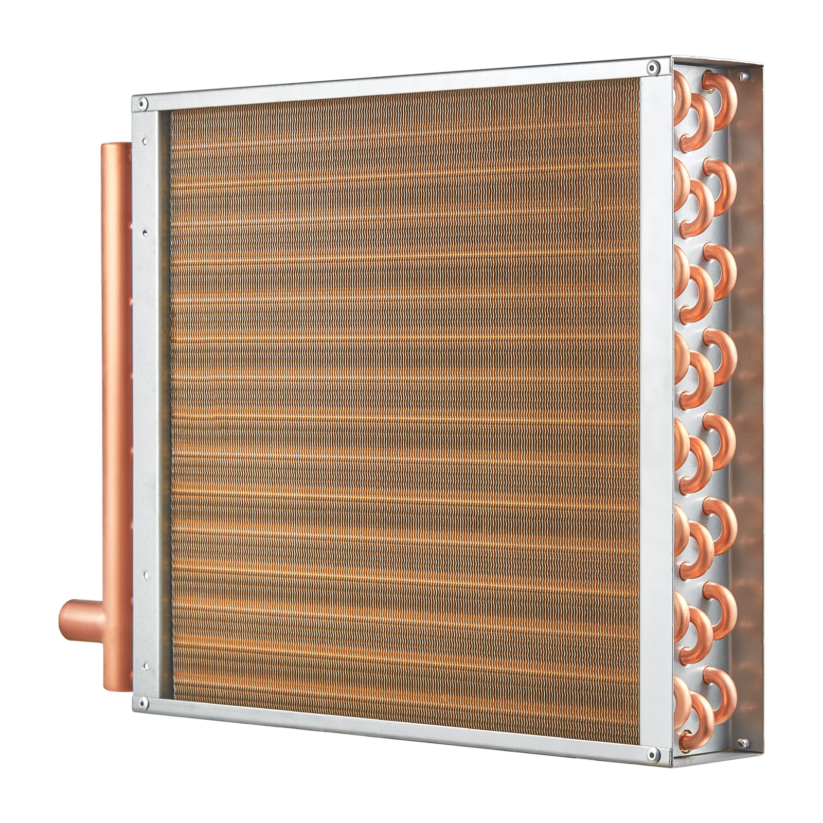 VEVOR 16"x 16" Heat Exchanger Water to Air 3-Row 3/8" Copper Ports 193 Fins