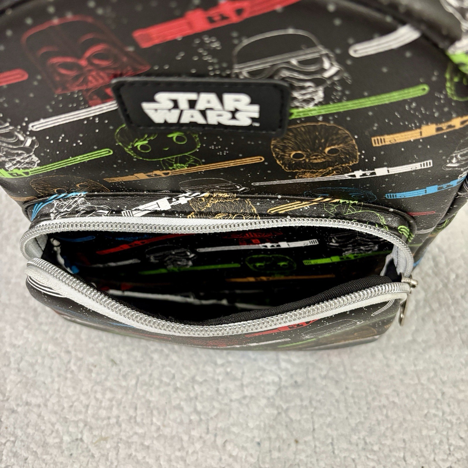 Star Wars Funko Mini Backpack Lightsaber & Character Print 10” Black Multicolor