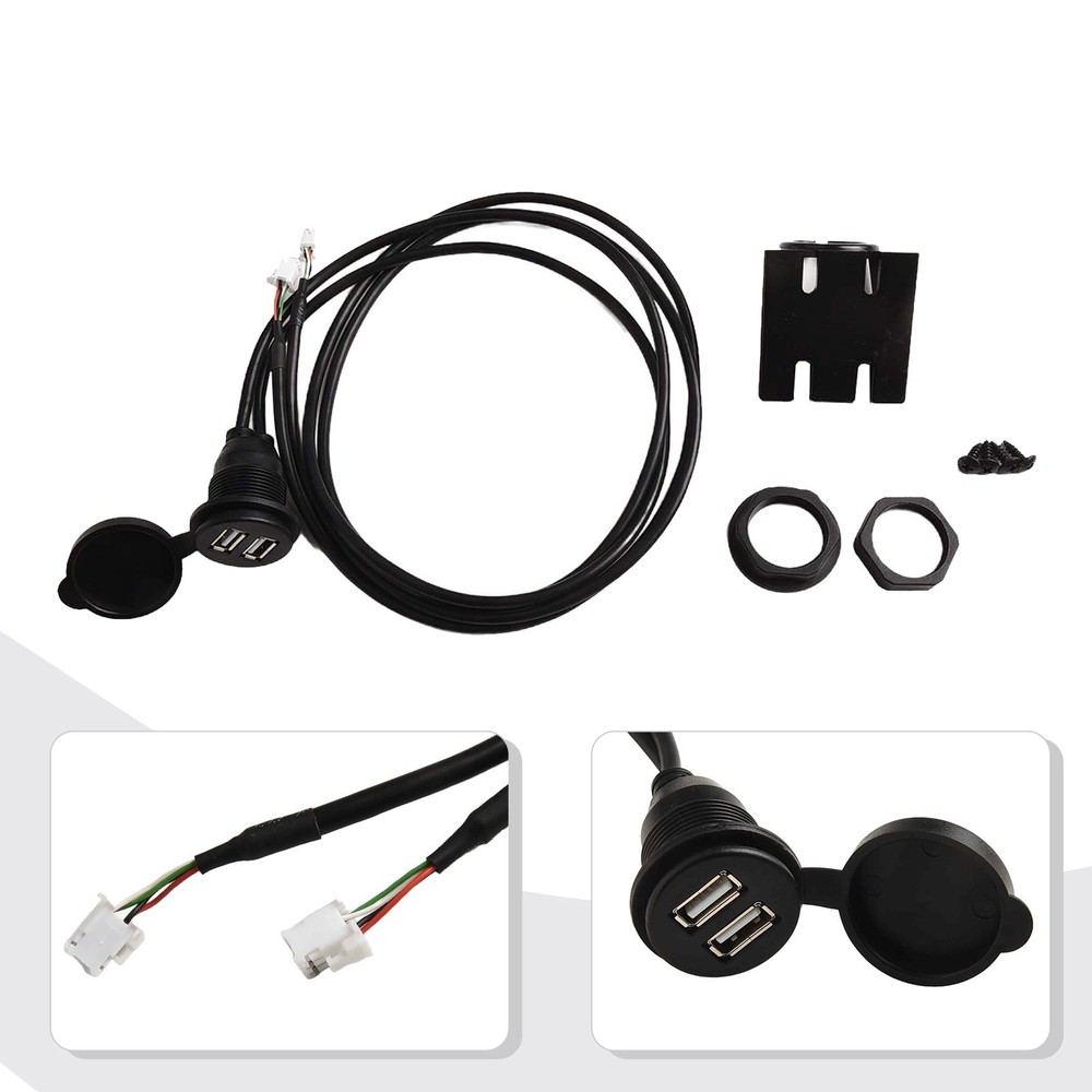 Convenient Flush Mount Car Dual USB Port Panel Adapter 145cm Cable Length