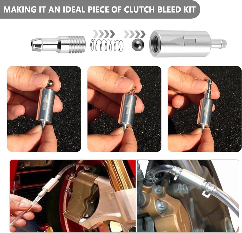Universal Brake Bleeder Tool Kit with One-Way Check Valve - Durable & Easy Use