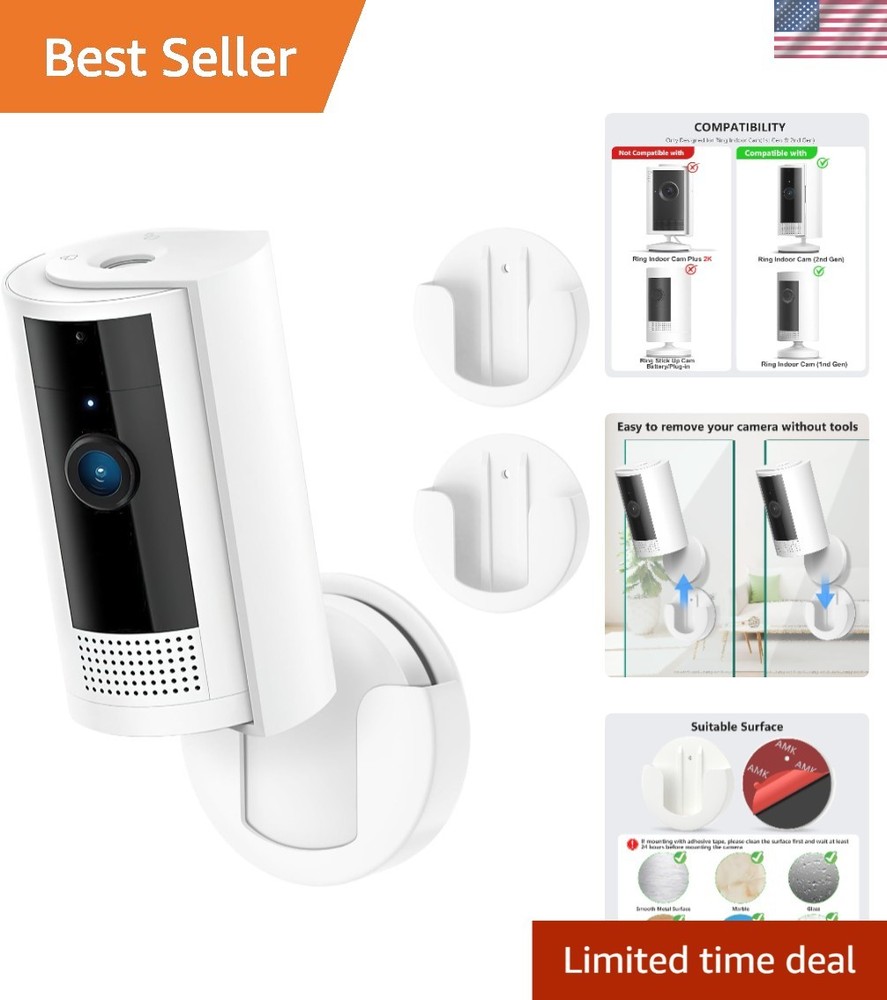 Adhesive Wall Mount Bracket for Ring Indoor Cam - Effortless Installation 2 Pack