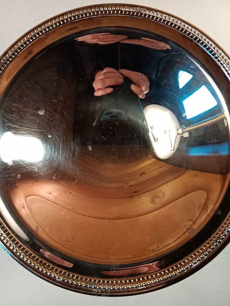 Vintage Jefferson Oneida Silverplate Compote Beaded Edge Trim With Original Box