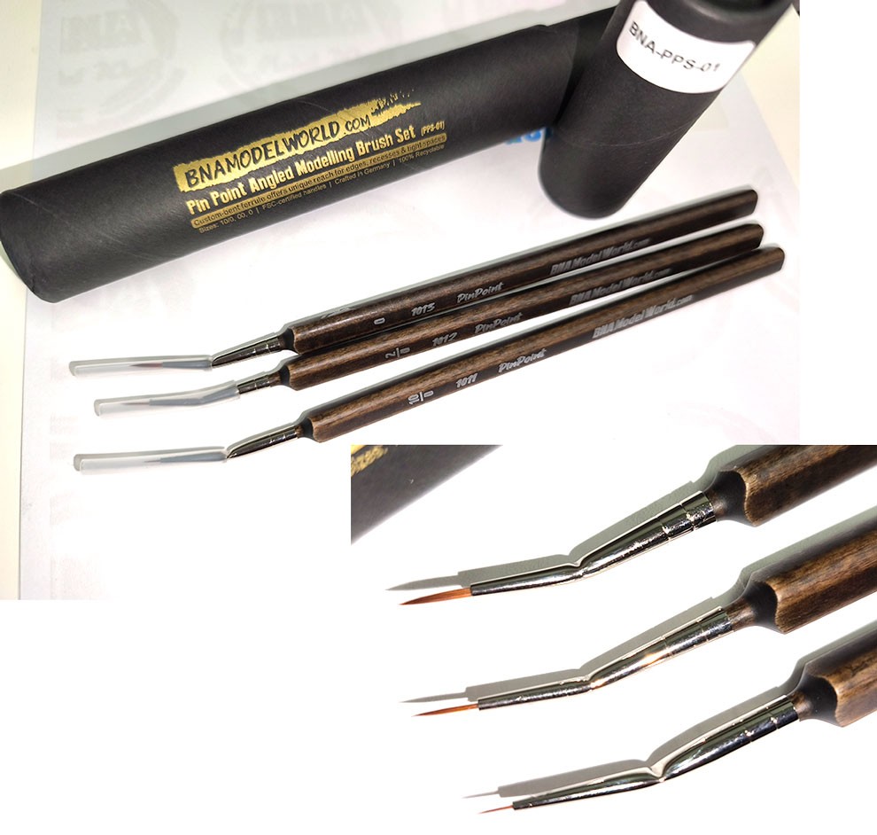 Pin Point Angled Modelling Brush Set (Round, Size: 10/0/ 00, 0)