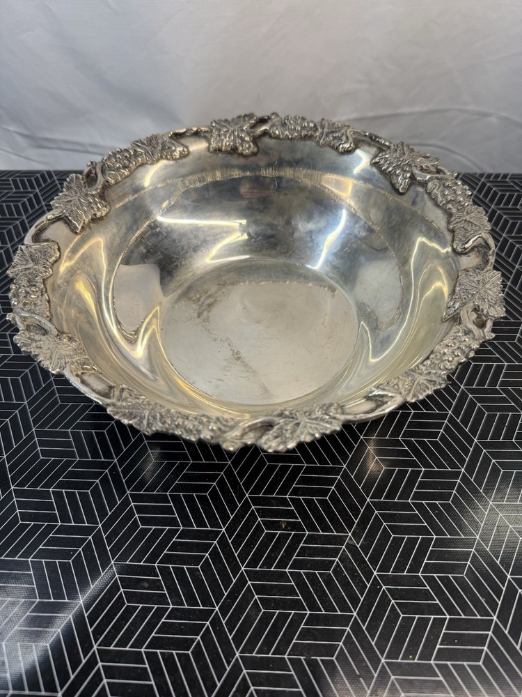 Vintage Silver Tone Grapevine Bowl - NOT SILVER -