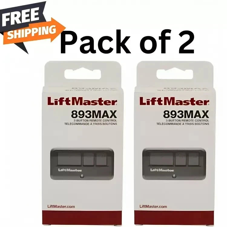 2 Pack LiftMaster 893MAX 3 Button Visor Remote Control Garage Door Opener
