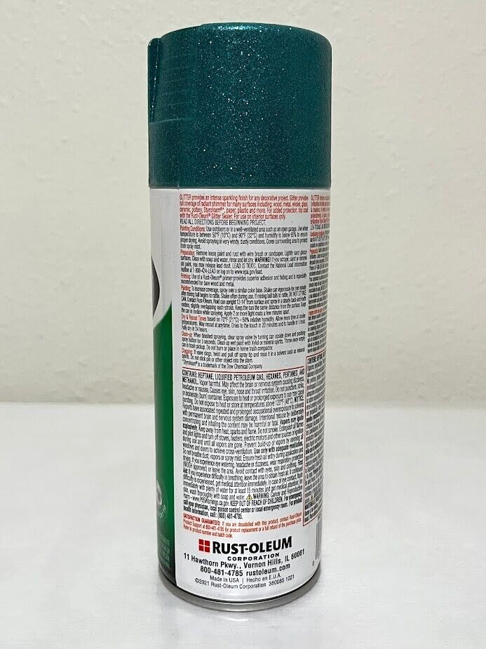 Rust-Oleum Glitter Turquoise Green Spray Paint 10.25 oz Intense Sparkling