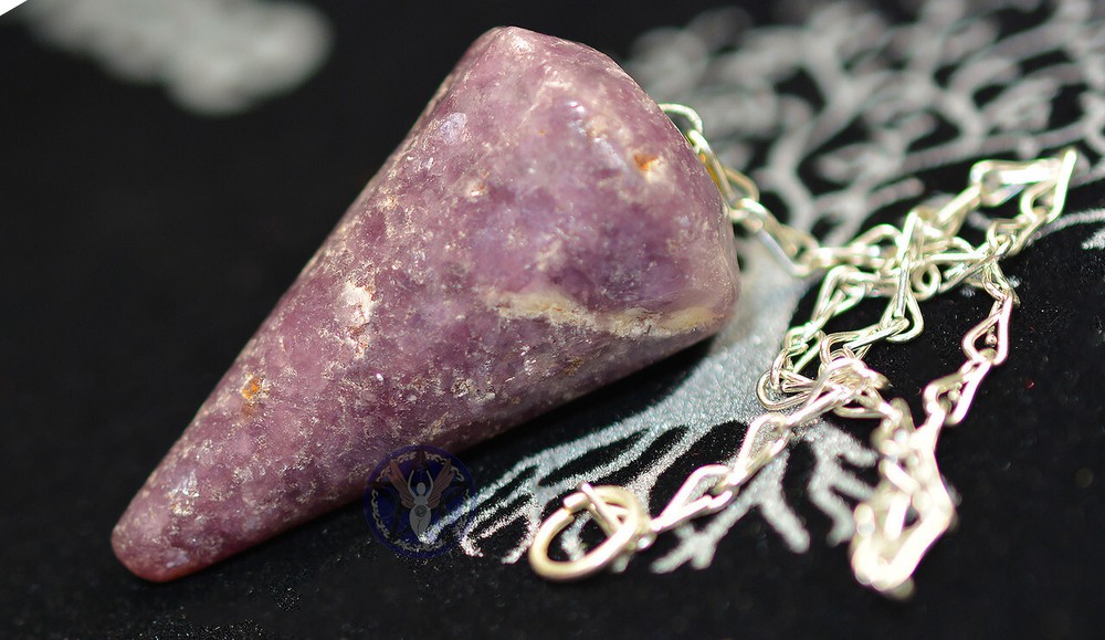 Lepidolite Crystal Pendulum Seven-Sided Dowsing for Divination, Psychic Readings