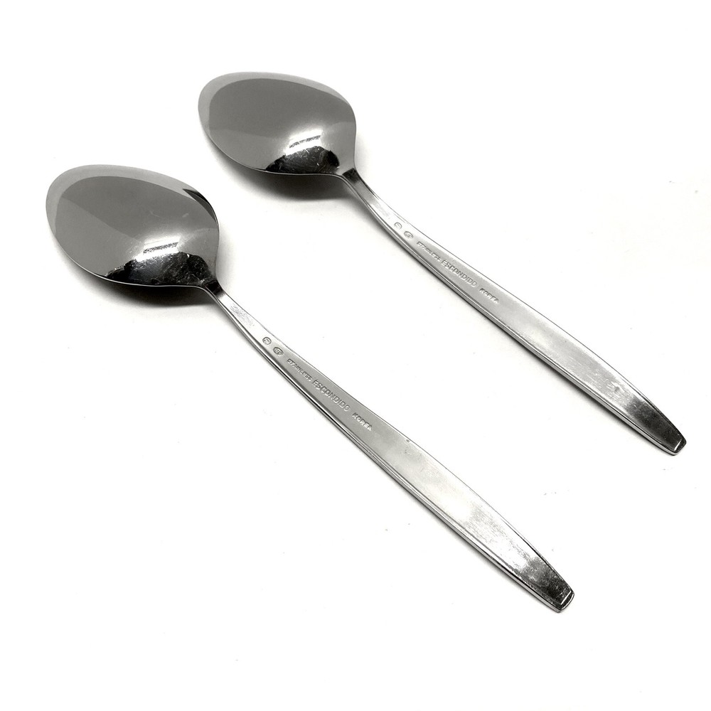 Hanford Forge ESCONDIDO Stainless Korea 2 Solid Serving Spoons Flatware
