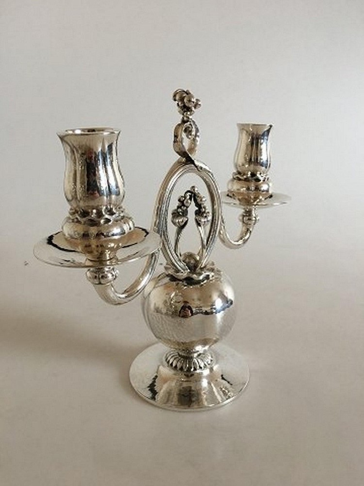 Georg Jensen Sterling Silver Two-armed Candlesticks No 324.
