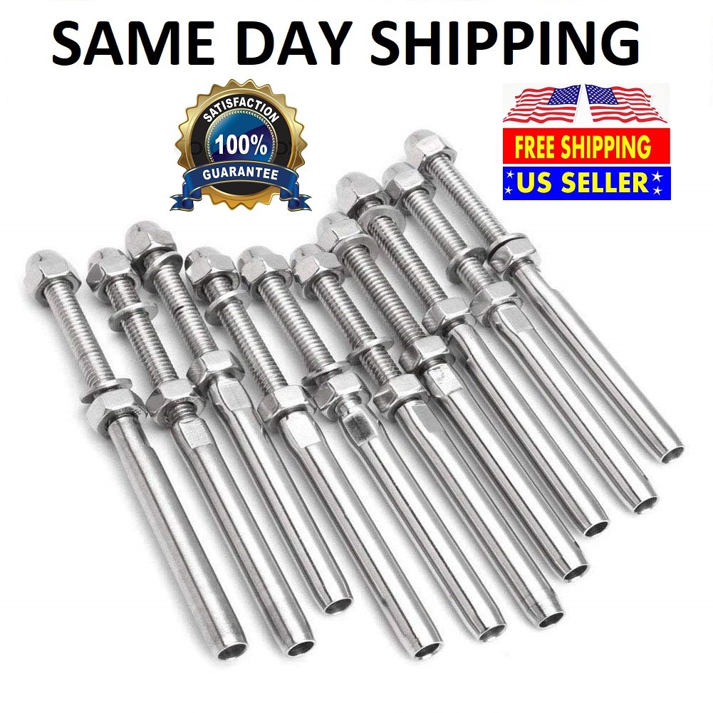 T316 Stainless Steel Swage Threaded Tensioner End Fittings 1/4" Cable Railing