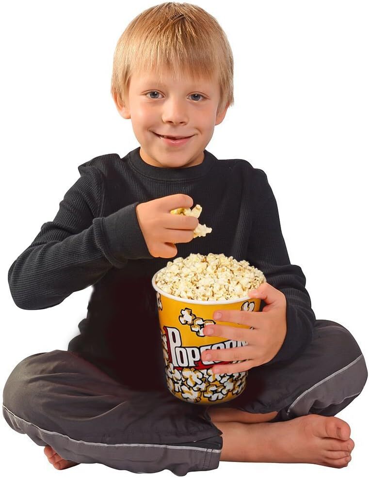 Retro Style Plastic Popcorn Containers Boxes Bucket for Movie Night (3 Pack)