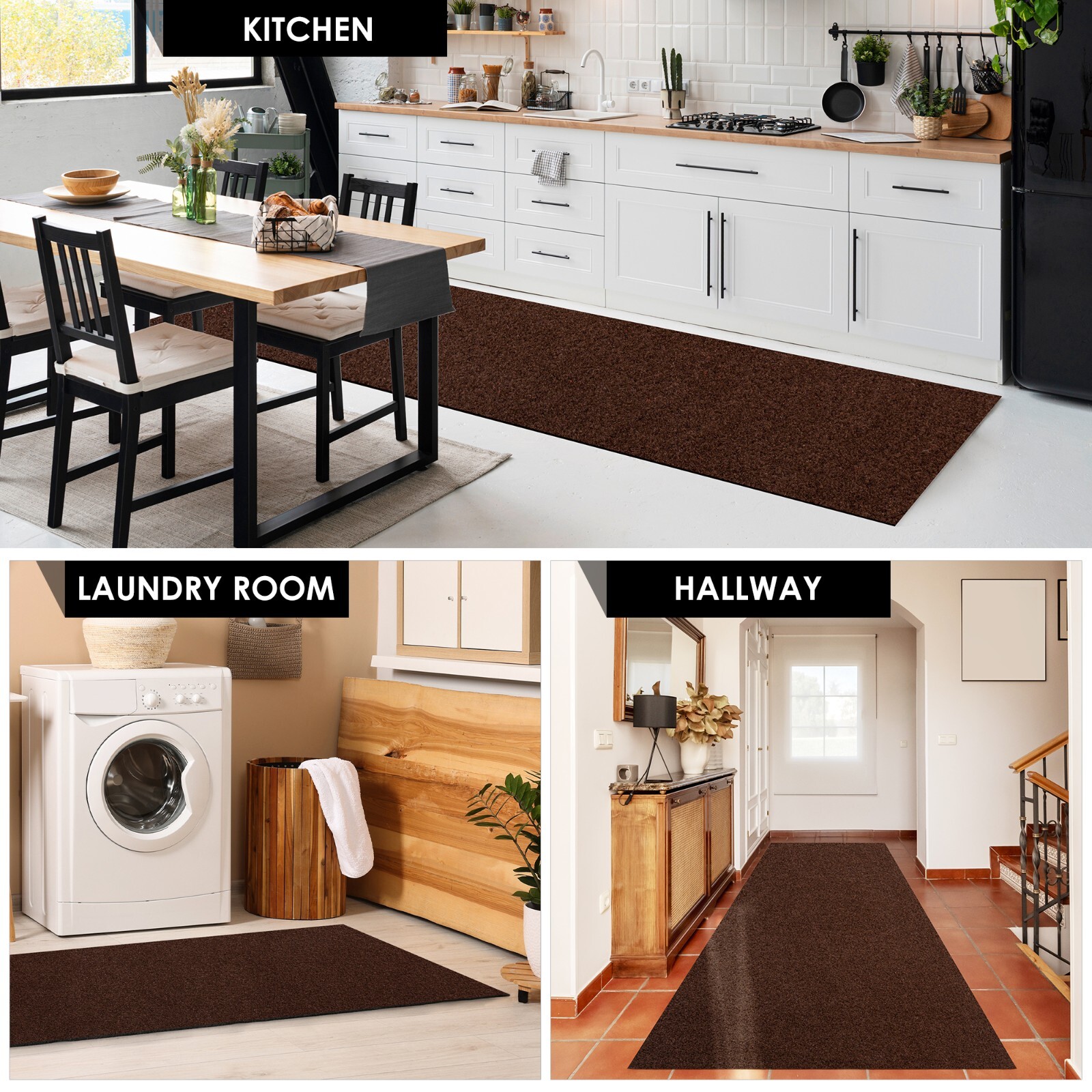 Runner Rug 2 x 6, 3 x 10 ft Hallway Non Slip Rubber Rugs for Kitchen Carpet