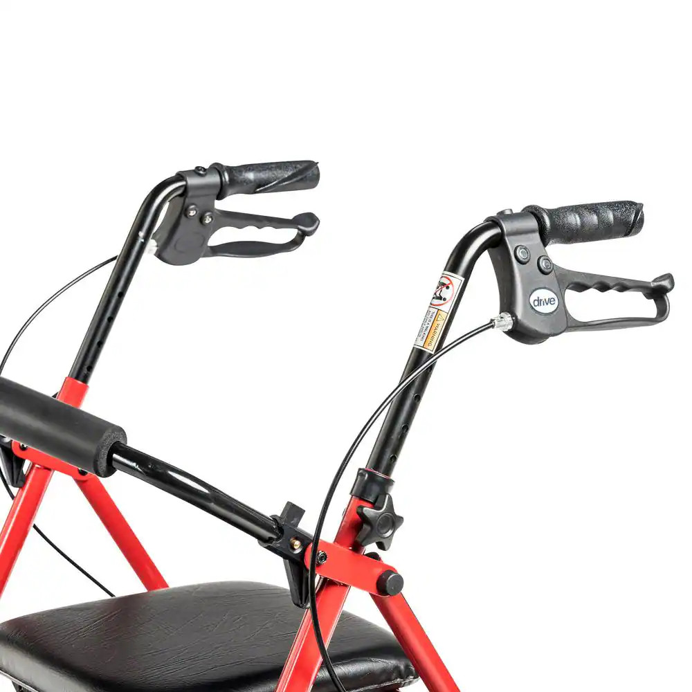 Four Wheel Rollator Rolling Walker with Fold up Removable Back Support, Red