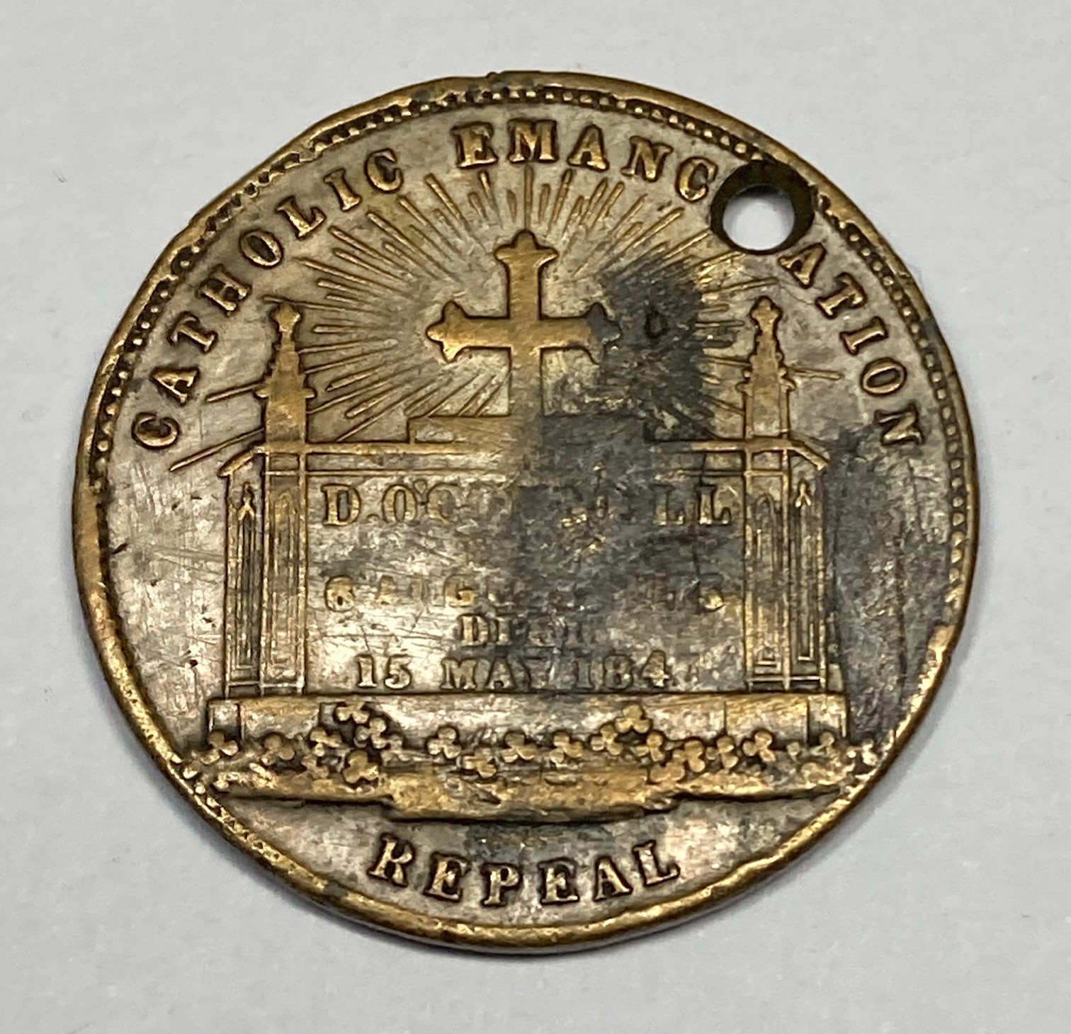 1847 brass medal Death of Daniel O’Connell Irish politician “The Liberator"