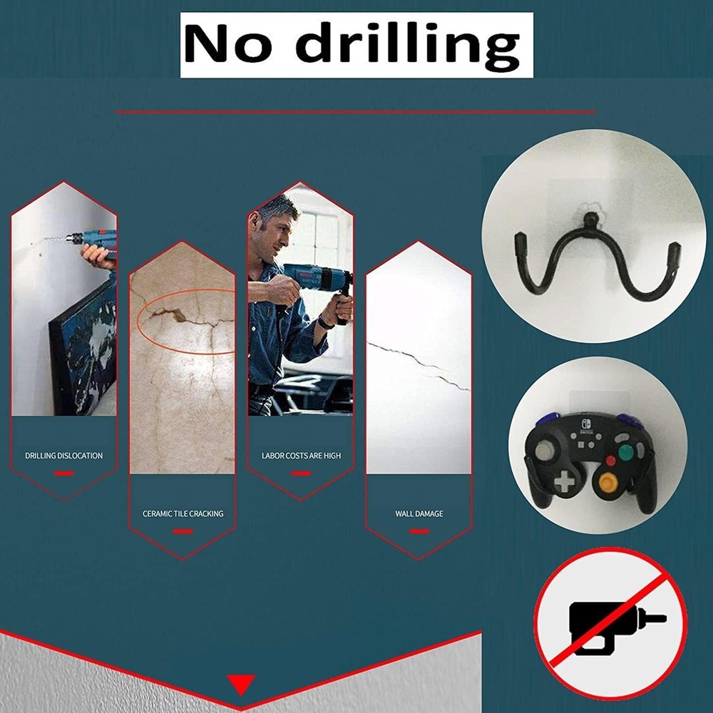 3 Pack Self Adhesive Game Controller Wall Mount Holder No Drill Storage Stand US