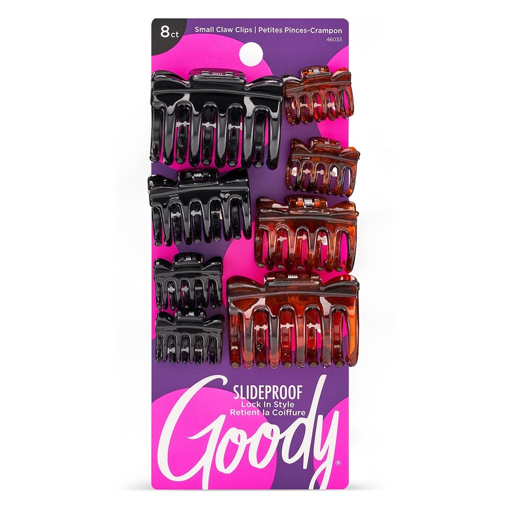 Goody SlideProof Classics Claw Clips, 8 Ct, Assorted Sizes & Colors, Lock in ...